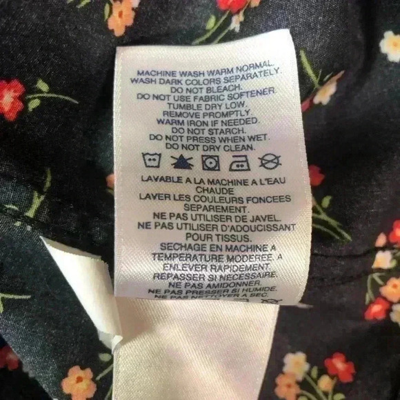 Lands’ End Women Long Sleeve Dark Blue Floral Supima Cotton Button Up Shirt Sz 8 - Picture 11 of 12